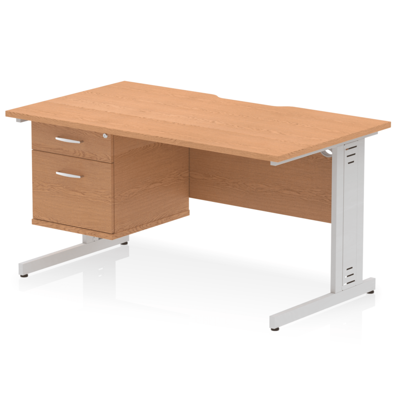 Impulse Scalloped Edge 1400mm Cable Managed Straight Desk With Single Fixed Pedestal - Image 13