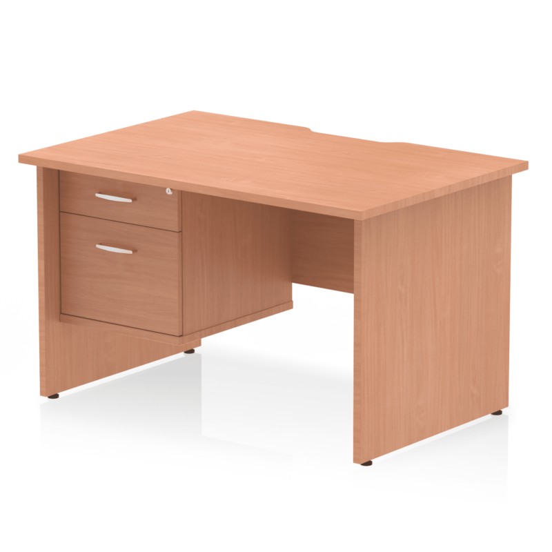 Impulse Scalloped Edge 1200mm Panel End Straight Desk With Single Fixed Pedestal - Image 3