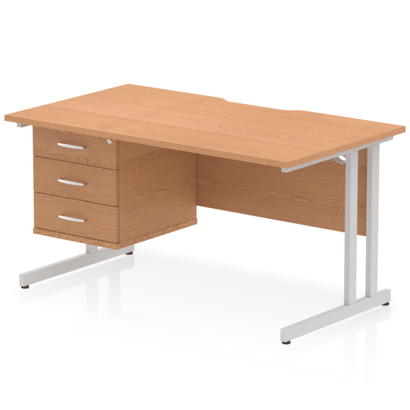 Impulse Scalloped Edge 1400mm Cantilever Straight Desk With Single Fixed Pedestal - Image 31