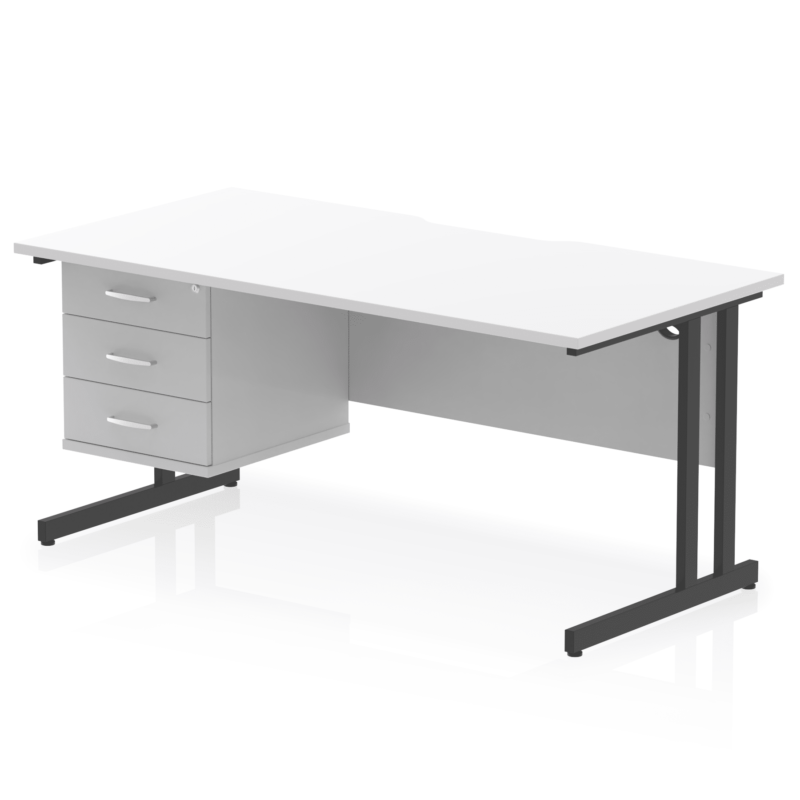 Impulse Scalloped Edge 1600mm Cantilever Straight Desk With Single Fixed Pedestal - Image 36