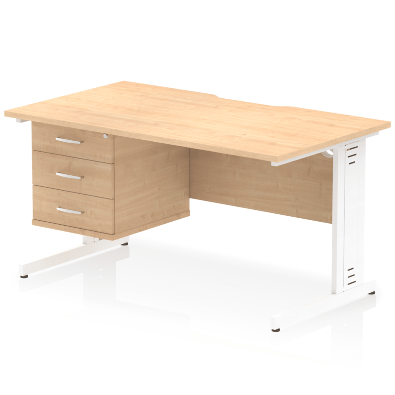 Impulse Scalloped Edge 1400mm Cable Managed Straight Desk With Single Fixed Pedestal - Image 29