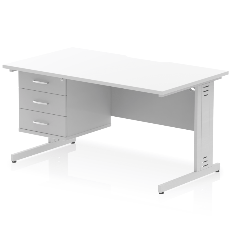 Impulse Scalloped Edge 1400mm Cable Managed Straight Desk With Single Fixed Pedestal - Image 37