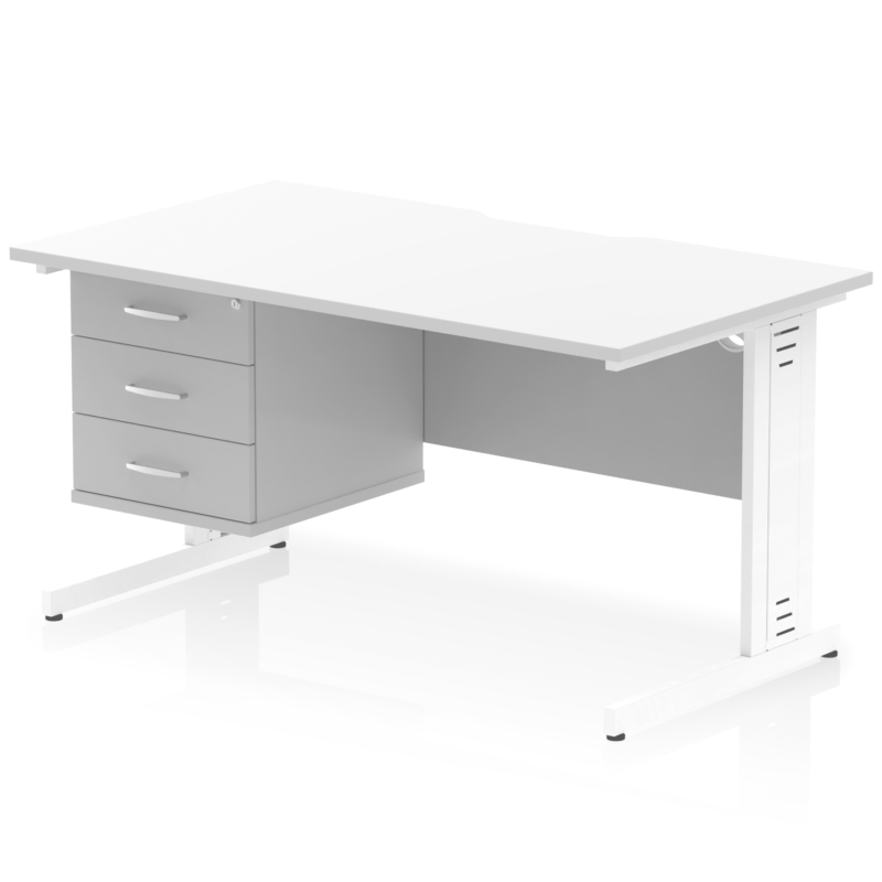 Impulse Scalloped Edge 1400mm Cable Managed Straight Desk With Single Fixed Pedestal - Image 38