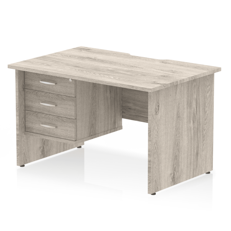 Impulse Scalloped Edge 1200mm Panel End Straight Desk With Single Fixed Pedestal - Image 15