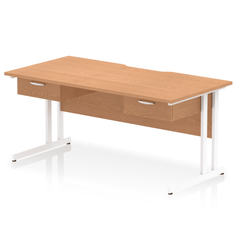 Impulse Scalloped Edge Cantilever Straight Desk With Two One Drawer Fixed Pedestals - Image 17