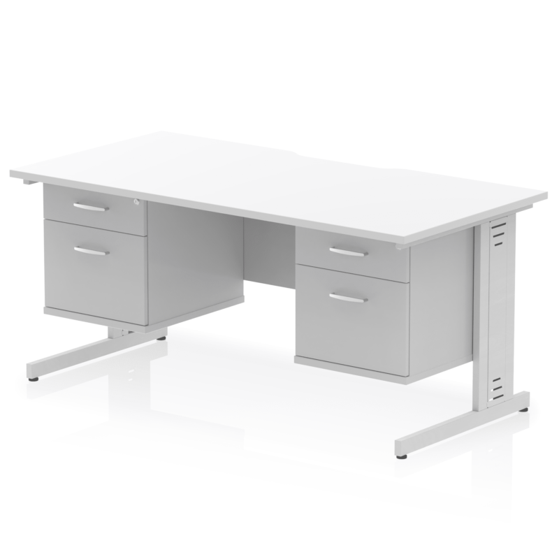 Impulse Scalloped Edge 1600mm Cable Managed Straight Desk With Two Fixed Pedestal - Image 38