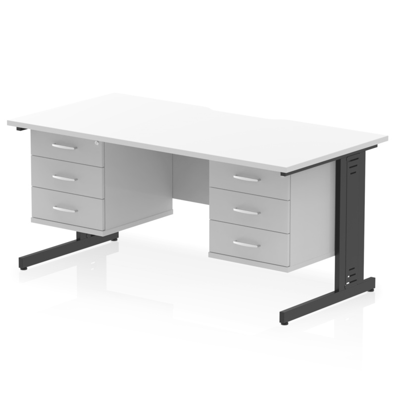 Impulse Scalloped Edge 1600mm Cable Managed Straight Desk With Two Fixed Pedestal - Image 55