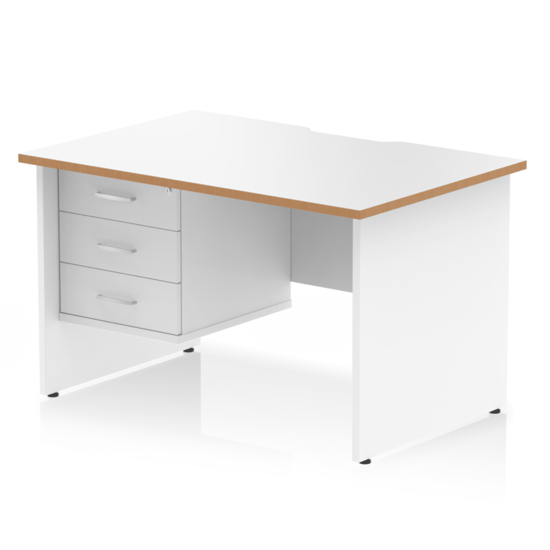 Impulse Scalloped Edge 1200mm Panel End Straight Desk With Single Fixed Pedestal - Image 2